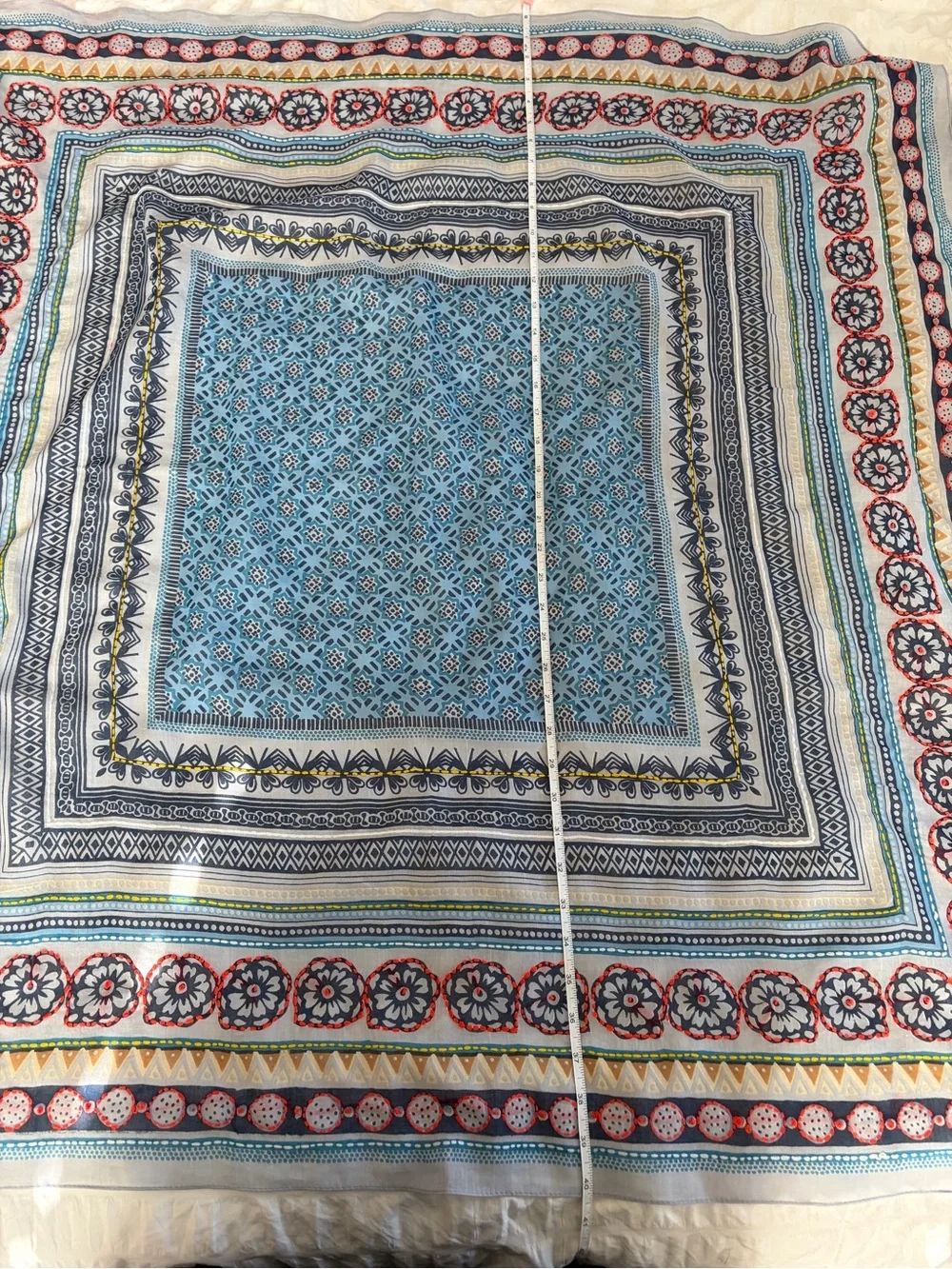 NWT Aratta Silent Journey Mulitcolor Cotton Scarf With Patterns and Embroidery